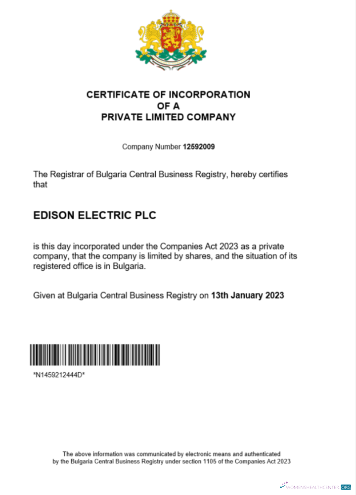 Download Bulgaria certificate of registration Word and PDF template Photoshop template